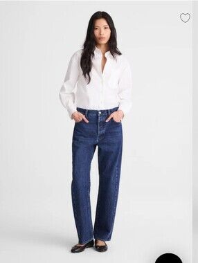 Madewell Women's Tall Pieced Barrel-Leg Jeans Sz 28T $148 mckinney wash Rigid
